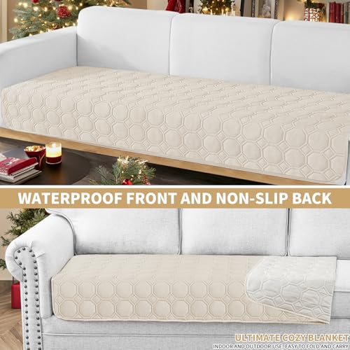 ZNSAYOTX Ultimate Cozy Blankets (30"x70") 100% Waterproof Sofa Mat Blanket for Dog Pets, Bed Couch Protector with Non-Slip Back Washable Durable, Pee Scratch Proof Easy to Clean (Beige) - color: Beige, size: 30x70 Inch