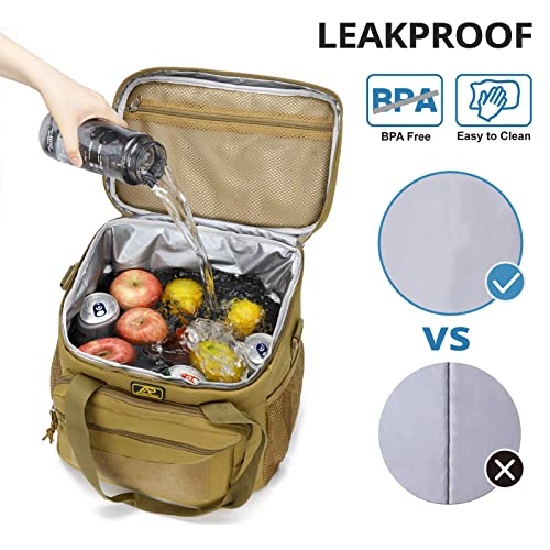 ATRIPACK Lunch Box for Men, Tactical Lunch Bag MOLLE Webbing Leakproof Insulated Large Lunch Cooler Women Adult Meal with Adjustable Shoulder Strap Durable Lunch Pail (Brown) - color: Brown, size: Large