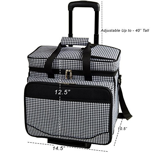 Picnic at Ascot Original Insulated Picnic Cooler with Service for 4 on Wheels-Designed & Assembled in the USA - color: Houndstooth