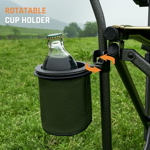 Folding Camping Chairs for Adults Heavy Duty Plus Size Camping Chairs 400 lb Steel Frame Metal Arm Lawn Chairs with Cup Holder, Extra Large Camp Chair for Outdoor Sports, Green 4 Pack (2 Pack x 2) - color: Green-4 Pack