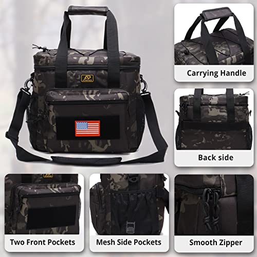 Lunch Box for Men, Tactical Lunch Bag MOLLE Webbing Leakproof Insulated Large Lunch Cooler Women Adult Meal with Adjustable Shoulder Strap Durable Lunch Pail (Camo-Black) - color: Camo-Black, size: Large