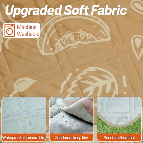 Extra Large Picnic Blankets 78" X 78" Foldable Washable Waterproof Sandproof Soft Cute Outdoor Blanket for Camping Beach Blanket (Pumpkin)
