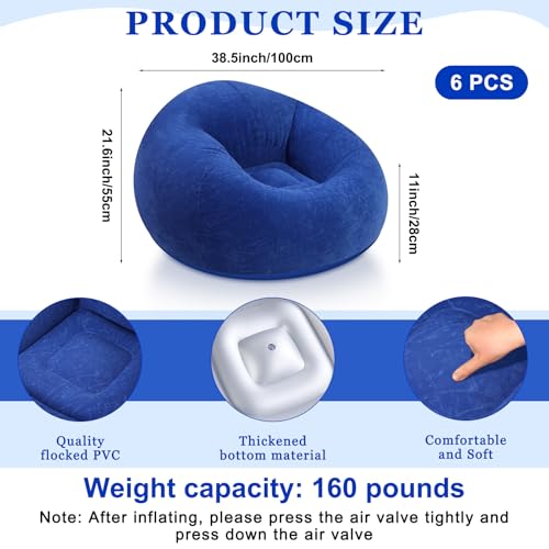 Realspring 6 9 12 Pcs Inflatable Bean Bag Chairs for Adults with Electric Air Pump, Blow up Couch Folding Portable Inflatable Couch Lazy Sofa for Outdoor Movie Night Camping(Dark Blue,6 Pcs) - color: Dark Blue