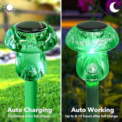 Benany Solar Lights Outdoor, St Patricks Day 8 Pack Mushroom Landscape Lights Waterproof, Solar Powered LED Lighting for Garden Yard Path Pathway Lawn Walkway Driveway Backyard Decor (Green) - color: Green