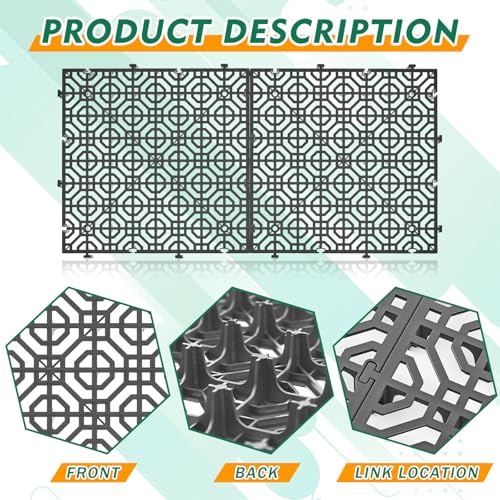 10 Pcs 15.7 x 15.7 in Heavy Duty Ground Protection Mats Drive on Lawn Grates Grid Parking Pavers, Drain Interlocking Non-Slip Floor Mat, 6613 lb Load for Stone Grass Grid Permeable (Grey) - color: Gray, size: 15.7 x 15.7 in