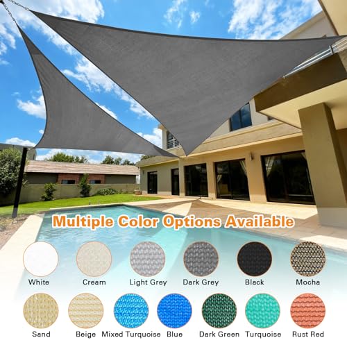 Artpuch Sun Shade Sail, 28'X28'X28' Dark Grey Triangle, Curved Edged Sun Shade, Commercial Grade 185GSM HDPE UV Permeable Outdoor Shade Cloth for Deck, Backyard, Patio (Custom Sizes Made)