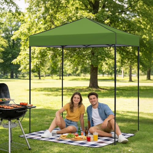 6x4 Pop Up Canopy Tent, Instant Portable Beach Canopy, Outdoor Tent with Carry Bag for Camping, Sports, Tailgating, Events, Grass Green - color: Grass Green, size: W/O Wall