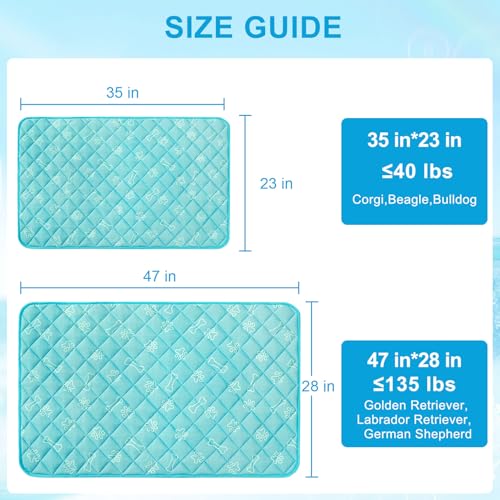 BEAUTYZOO Dog Cooling Mat for Large Dogs 47"x28" – Upgraded Thick Cooling Mat for Dogs with Chill Cool Fiber Q-Max>0.43 – Waterproof, Non-Slip, Washable Crate Cooling Pad for Summer & Indoor Outdoor - color: Blue Paw, size: X-large 28" X 47" (1 Pack)