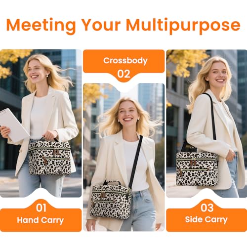 Tenot Insulated Lunch Box for Women Reusable, Leak Proof Cooler Lunch Bag Women for Work Stylish Quilted Lunch Tote Bag for Adult Picnic Travel Hiking Leopard Print - color: Leopard Print