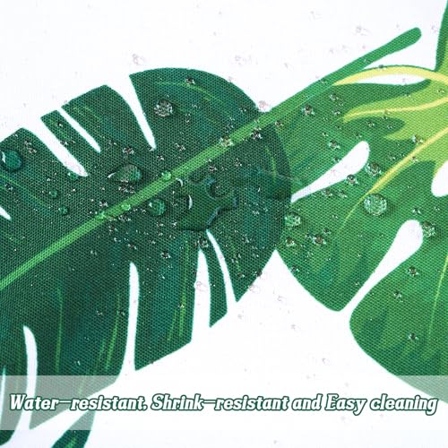 Poise3EHome Outdoor Tablecloth Round with Umbrella Hole Waterproof Tropical Green Tablecloth for Spring Picnic Party Patio Table Camping, Palm Leaf (52" Zipper) - color: Palm Leaf, size: 52" (Round)