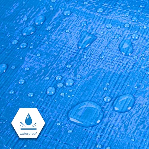 CARTMAN Finished Size 10x12 Feet Blue Poly Tarp 5 Mil Thick, Multipurpose Protective Cover for Camping, Tent, Boat, RV, Car - color: Blue/5mil, size: 10'×12'