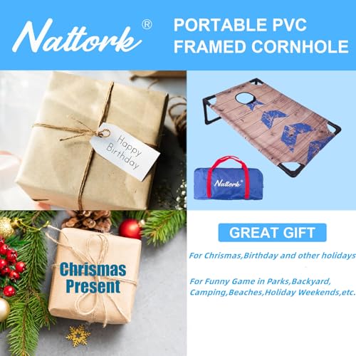 Portable Cornhole Set with 2 Collapsible Cornhole Boards, 8 Cornhole Bean Bags and Carrying Case for Yard Toss Game, Indoor Outdoor Camping Games for Family Parties (3 x 2-feet) - color: Rustic