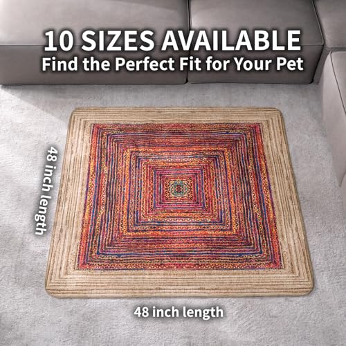 Washable Dog Pee Pads, Vintage Carpet Style, Non-Slip, Leak-Proof, Ultra-Absorbent, Reusable Puppy Training Pads & Mat for Pet Crates, Floors, Whelping & Housebreaking, 2 Pack 48"x48" - color: Sisal Bohemian Print, size: 48" ×48"(pack of 2)