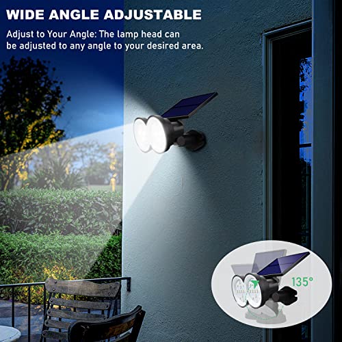 K KASONIC - Solar Spot Lights Outdoor, Waterproof LED Solar Landscape Spotlights, Wall & Ground Lights Dark Sensing Auto On/Off, Garden Lights for Yard Pathway Walkway, Daylight & Warm White, 2 Pack