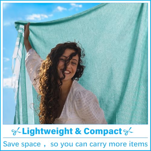 Oversized Turkish Beach Towel Blanket XXL Cotton Sandproof Towels Boho Woven Extra Large Big Sand Free Giant Throw Blankets Huge Quilt XL Picnic Camping Necessities Cloud For Adult Gifts Teal - color: Z Teal Mtb, size: XXXL(88x82 IN,224x208 CM)