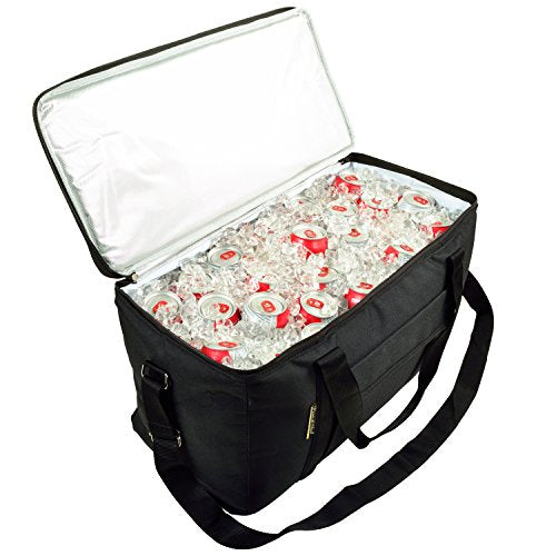 Picnic at Ascot 64 Can Capacity Heavy Duty Collapsible Leakproof Cooler- Designed & Quality Approved in the USA - color: Black