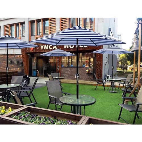 Blissun 7.5 ft Patio Umbrella, Yard Umbrella, Outdoor Market Umbrella with Push Button Tilt Crank (Blue&White) - color: Blue & White stripe