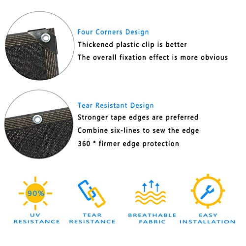 90% Shade Cloth, Black 10 ft x 12 ft, UV Resistant Shade Net for Outdoor, Garden Shade Mesh with Grommets, for Pergola, Kennel, Chicken Coop, Plant and Patio Sunshade - color: 90% Blcak, size: 10 X 12 FT