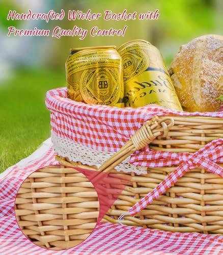 Family Picnic Basket for 4 with Table and Blanket Collapsible Cooler Bag Insulated Picnic Set for Beach Picnic Hamper Picnic Date Essentials for Outdoor Picnic Accessories