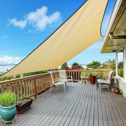 Sun Shade Sail, 6' X 10' Rectangle Shade Sail with Grommets Pergola Shade Cover, Sun Shade Cloth for Patio Carport Yard Lawn Garden (Sand) - color: Sand, size: 6' x 10'