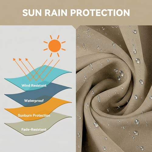 15×15ft Outdoor Patio Umbrella, Double Sided Market Rectangle Umbrella with Crank Handle, Large Sun Shade for Outside Deck, Backyard, Garden - color: Beige