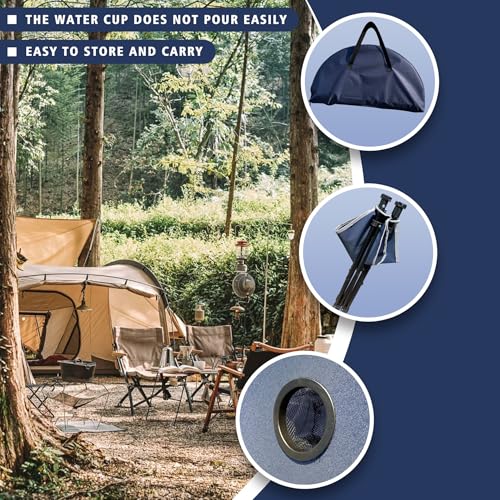 Camping Table & Beach Table, – Portable 2-Tier Foldable Table with 4 Cup Holders & Carry Bag, Lightweight Waterproof Oxford Fabric for Outdoor Adventures, Picnic, Tailgating, and Fishing - color: Blue