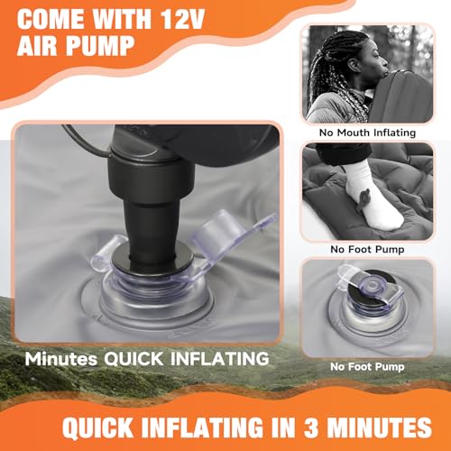 Car Air Mattress Bed: Inflatable Back Seat Air Mattress for Car, Thickened Camping Sleeping Pads with 2 Pillows & Air Pumps, Fits Sedan/Truck/SUV, Grey - color: Grey, size: Car Air Mattress