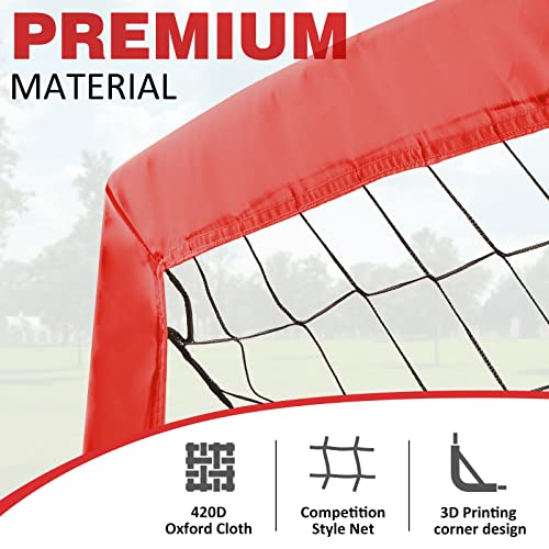 BOHEN 9x5 FT Kids Soccer Goals with Carry Bag, Portable Folding Soccer Net for Backyard Training, Indoor/Outdoor Use for Youth and Adult - color: Red, size: 9x5ft, 1 Pack
