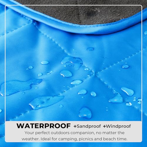 BRAWNTIDE Large Outdoor Waterproof Blanket - Extra Thick Fleece, Warm, Windproof, Sandproof, Quilted, 82" x 55", Ideal for Beaches, Picnics, Camping, Stadiums, Dogs, Car - color: Royal Blue