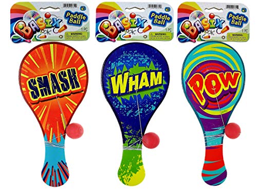 JA-RU Wooden Paddle Ball with String (24 Paddle Balls) – Classic Paddle with Ball Attached for Kids, Party Favors, Goodie Bag Stuffers & Classroom Prizes. 751-24p - size: 24 Packs