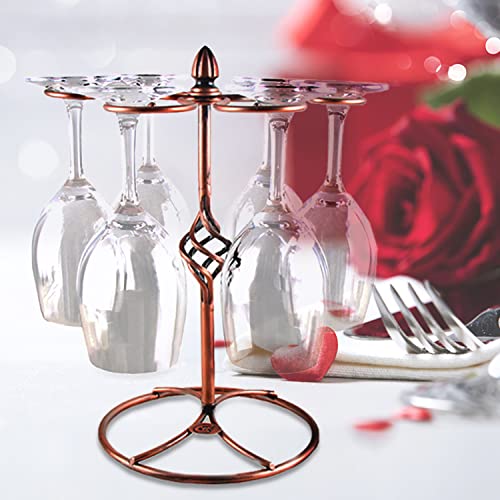 QPIX DIGITAL Wine Glass Rack, Bronze, Elegant Countertop Stemware Storage with 6 Hooks, Easy Assembly, Durable, 11"W x 11"L x 6"H - color: Bronze, size: 11"x 6"-6 Holders