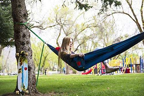 GRAND TRUNK Ultralight Camping Hammock | Single Portable 9’6” Ripstop Polyester Hammock with Carabiners | 12 oz Lightweight for Hiking & Travel | Blue - color: Blue