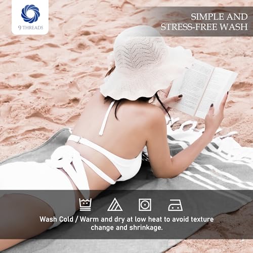 Cotton Turkish Beach Towel with Towels Oversized 36"x72" Pool Absorbent Extra Large Quick Dry Sand Travel Towel (Grey, 2 Pack) - color: Grey, size: 2 Pack