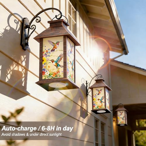 Hummingbird Solar Lanterns Outdoor Waterproof, Decorative Solar Lantern with Flickering LED Candle, 13 Inch Hanging Garden Lanterns for Patio Porch Yard Decor, Gifts for Women Mom Grandma, 1 Pack - size: Hummingbird 1 Pack