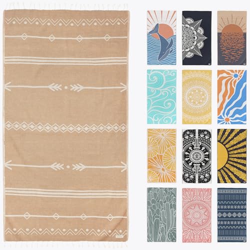 FESHKA Sand Proof Turkish Beach Towel – Oversized, Quick Dry & Lightweight Travel Towel - 100% Organic Cotton Beach Blanket - Perfect for Bath, Pool & Picnic | Native (Brown) - color: 06 - Brown