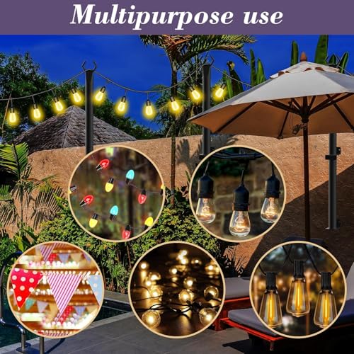 NUERPO 10 Pack String Light Poles,5Ft Metal Poles for Outdoor String Lights,Outdoor Light Poles with Post,Poles/Stand for Outside,Patio,Deck,Backyard,Garden Wedding,Party - size: 10 Pack 5FT String Light Pole
