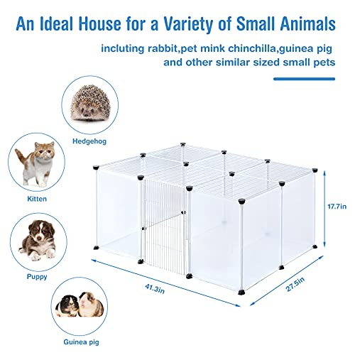 BRIAN & DANY Pet Plastic Playpen, Play Pen Indoor for Kitten, Hamster, Rabbit, Guinea Pig, Clear Enclosure Fence, 17.7 X 13.7 inches, 18 Panels - style: 41.3"L x 27.5"W x 17.7"H