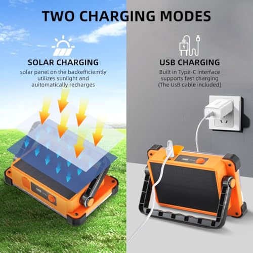 Solar Work Light Rechargeable Lamps Camping Light 120W 6000mAh 144 LED Outdoor Work Light for Emergency Mechanic Repairing Camping - color: Yellow