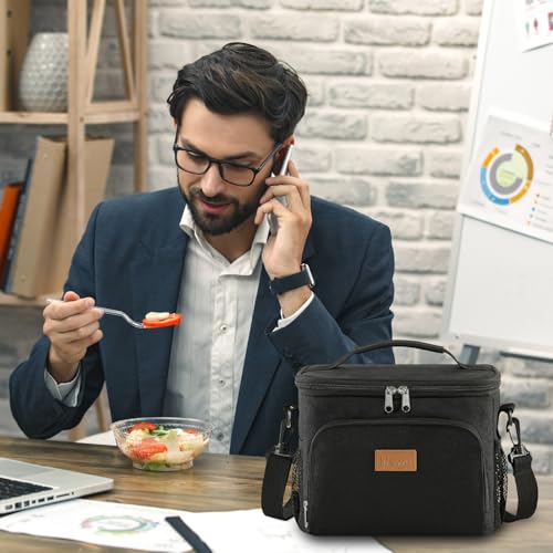 Lifewit Reusable Insulated Lunch Bag, Portable Cooler Freezable Soft Lunchbox Leakproof with Adjustable Shoulder Strap for Men Women Adult for Work Picnic or Travel, 9L 12 Can, Black - color: Black, size: Medium(9L)