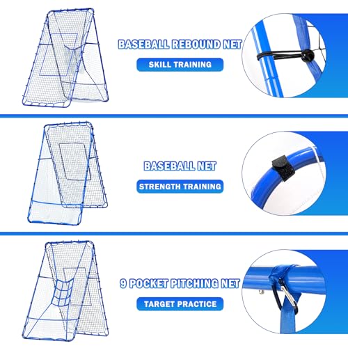 Volleyball Baseball Rebounder Net, Softball Rebounder Pitchback Net Quick Adjustments, Quick Adjustments Lacrosse Bounce Back Practice Equipment, Ideal for Outdoor Indoor and Backyard Training - size: 7FTx4FT, style: Three Mode Baseball Net