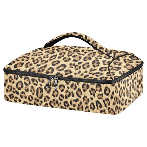 Casserole Carriers for Hot or Cold Food Reusable Casserole Dish Carrier Insulated Thermal Large Capacity Durable Perfect for Party Camping Family Gatherings Yellow Fish - color: Classical Leopard Print