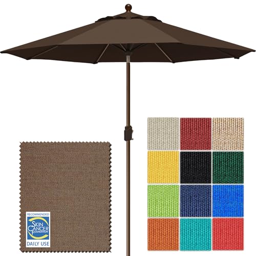 EliteShade USA 10-Year-Non-Fading 9Ft Market Patio Umbrella, UPF 50+ UV Protection Performance Sun Umbrella, Heavy Duty Commercial Grade Outdoor Table Umbrella with Crank & Tilt, Windproof Vented Top for Garden, Pool, Deck and Outdoor Playsets, Chestnut -