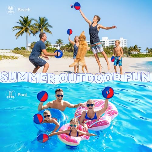 Upgraded Toss and Catch Ball Game Set, Beach Pool Toys Outdoor Games for Kids Toys, Outside Family Lawn Yard Games, for Boys Girls 3 4 5 6 7 8 9 10 11 12 Years Old - color: Blue Red, size: 6 Paddles 6 Balls