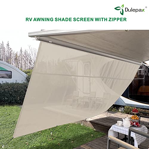 Dulepax RV Awning Shade Screen with Zipper 8'X12'3'' -Second Generation RV Awning Screen Significantly Improves Shadew and Privacy.Universal RV Awning Sun Shade Screen with Complete Kits - color: Beige, size: 8'X12'3" Shade Screen for 13 ft Awning