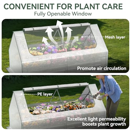 Lineware Raised Garden Bed with Self-Watering System, 6x3x1 ft Elevated Planter Boxes Outdoor with PE Cover, Galvanized Raised Beds for Gardening,Vegetables,Flowers, Backyard, Patio - size: 6x3x1 ft