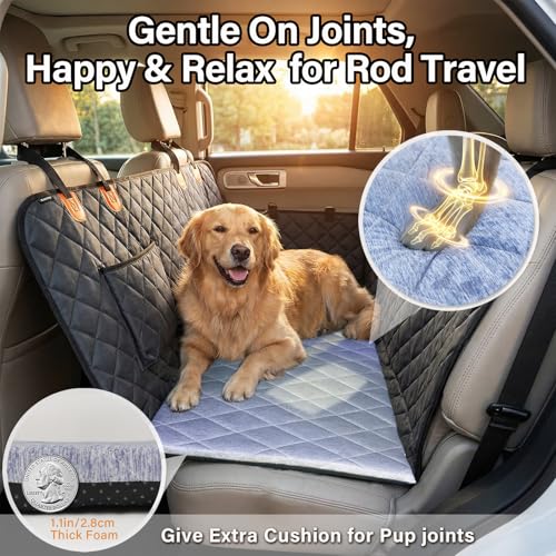 JoyBlooms Dog Bed for Car Back Seat, Dog Cooling Mat with 1.1in/2.8cm Thick Foam, Cooling Anti-Slip Washable Back Seat Pet Bed, 51.6in x 22.6in Fit on Backseat Extenders of SUVs and Small Trucks,Blue - color: Blue