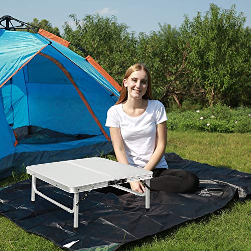 REDCAMP Small Square Folding Table 2 Foot Adjustable Height, Portable Aluminum Camping Table Lightweight for Picnic Beach Outdoor Indoor, White 24 x 24 inch - size: 24''L x 24''W(2 heights10"/27")