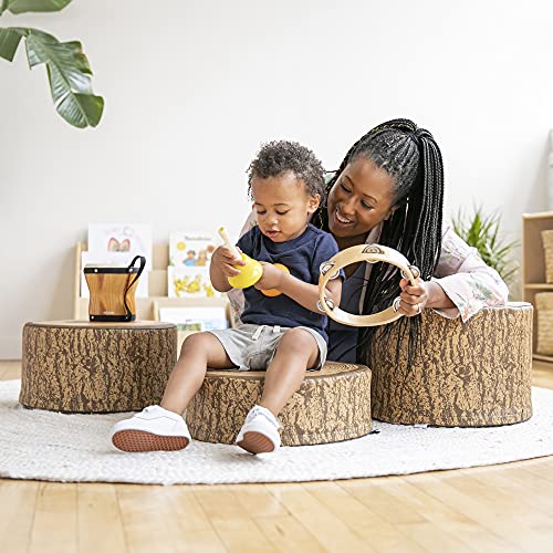 ECR4Kids SoftZone Tree Stump Stool Seating Set, Classroom Furniture, Chocolate, 3-Piece