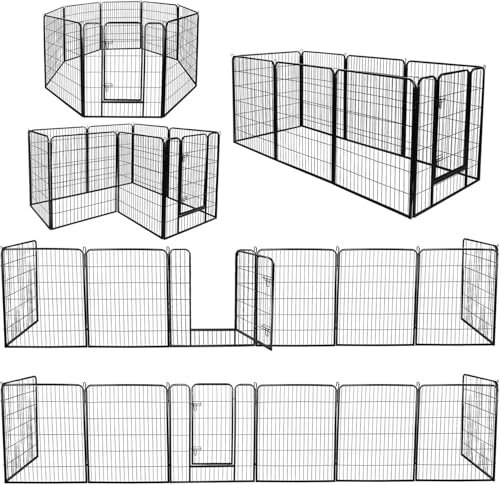 LEMY 8 Panels 40 in Pet Playpen Heavy Duty Metal Dog Exercise Fence Barrier，Outdoor & Indoor Foldable Pet Exericse Pen w/Door,Black - size: 40 In