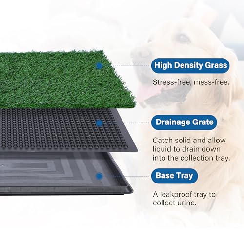 Artificial Grass for Dog Potty – 16x20 inch,Strong Absorbency Grass Pad, Dog Grass Pad with Tray, Dog Potty Training Pad, Dog Litter Box with Grass (Small) (Pack of 2) - size: 16" x 20" (Pack of 2)